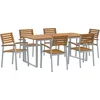 Image de vidaXL - Tuin - Eettafel - Set - 7 - pcs - Grijs - Massief - Acacia - Hout