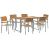 Image de vidaXL - Tuin - Eettafel - Set - 7 - st - Grijs - Massief - Acacia - Hout