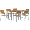Image de vidaXL - Tuin - Eettafel - Set - 7 - st - Grijs - Massief - Acacia - Hout