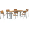 Image de vidaXL - Tuin - Eettafel - Set - 7 - st - Grijs - Massief - Acacia - Hout