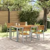 Image de vidaXL - Tuin - Eettafel - Set - 5 - pcs - Grijs - Massief - Acacia - Hout