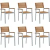 Image de vidaXL - Tuinstoel - 6 - pcs - Bruin - 56 - x - 57 - x - 87 - cm - Massief - Acacia - Hout