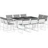 Image de vidaXL - 11-delige - Tuinset - met - kussens - textileen - wit
