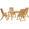 Image de vidaXL - 5-delige - Eethoek - 140x80x74 - cm - massief - acaciahout