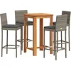 Image de vidaXL - 5-delige - Tuinbarset - massief - acaciahout - en - poly - rattan - grijs