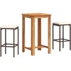 Image de vidaXL - 3-delige - Tuinbarset - massief - acaciahout - en - poly - rattan - bruin