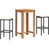 Image de vidaXL - 3-delige - Tuinbarset - massief - acaciahout - en - poly - rattan - zwart