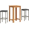 Image de vidaXL - 3-delige - Tuinbarset - massief - acaciahout - en - poly - rattan - grijs