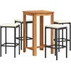 Image de vidaXL - 5-delige - Tuinbarset - massief - acaciahout - en - poly - rattan - zwart