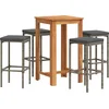 Image de vidaXL - 5-delige - Tuinbarset - massief - acaciahout - en - poly - rattan - grijs