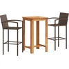 Image de vidaXL - 3-delige - Tuinbarset - massief - acaciahout - en - poly - rattan - bruin