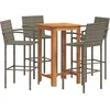 Image de vidaXL - 5-delige - Tuinbarset - massief - acaciahout - en - poly - rattan - grijs