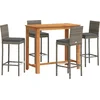 Image de vidaXL - 5-delige - Tuinbarset - massief - acaciahout - en - poly - rattan - grijs