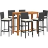 Image de vidaXL - 7-delige - Tuinbarset - massief - acaciahout - en - poly - rattan - zwart