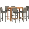 Image de vidaXL - 7-delige - Tuinbarset - massief - acaciahout - en - poly - rattan - grijs