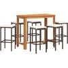 Image de vidaXL - 7-delige - Tuinbarset - massief - acaciahout - en - poly - rattan - bruin
