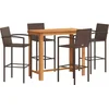 Image de vidaXL - 5-delige - Tuinbarset - massief - acaciahout - en - poly - rattan - bruin