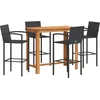 Image de vidaXL - 5-delige - Tuinbarset - massief - acaciahout - en - poly - rattan - zwart