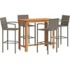 Image de vidaXL - 5-delige - Tuinbarset - massief - acaciahout - en - poly - rattan - grijs