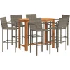 Image de vidaXL - 7-delige - Tuinbarset - massief - acaciahout - en - poly - rattan - grijs