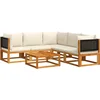 Image de vidaXL - 6-delige - tuinbankset - met - kussens - acaciahout - & - rotan