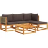 Image de vidaXL - 5-delige - tuinbankset - met - kussens - acaciahout - & - rotan