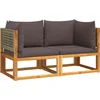 Image de vidaXL - Tuinbanken - Hoekbanken - met - Kussens - 2 - st - acaciahout - & - Rotan