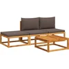 Image de vidaXL - 4-delige - tuinbankset - met - kussens - acaciahout - & - rotan