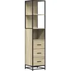 Image de vidaXL - Badkamerkast - 35x37,5x166 - cm - bewerkt - hout - sonoma - eikenkleurig