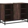 Image de vidaXL - Wastafelkast - 80x33x60 - cm - bewerkt - hout - bruin - eikenkleurig