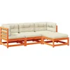 Image de vidaXL - 4-delige - Loungeset - met - kussens - massief - grenenhout - wasbruin