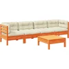 Image de vidaXL - 5-delige - Loungeset - met - kussens - massief - grenenhout - wasbruin