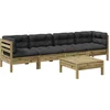 Image de vidaXL - 5-delige - Loungeset - met - kussens - geïmpregneerd - grenenhout