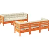 Image de vidaXL - 7-delige - Loungeset - met - kussens - massief - grenenhout - wasbruin