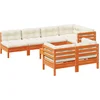 Image de vidaXL - 8-delige - Loungeset - met - kussens - massief - grenenhout - wasbruin
