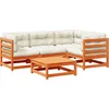 Image de vidaXL - 5-delige - Loungeset - met - kussens - massief - grenenhout - wasbruin