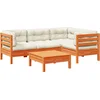 Image de vidaXL - 5-delige - Loungeset - met - kussens - massief - grenenhout - wasbruin