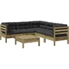 Image de vidaXL - 6-delige - Loungeset - met - kussens - geïmpregneerd - grenenhout