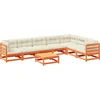 Image de vidaXL - 8-delige - Loungeset - met - kussens - massief - grenenhout - wasbruin