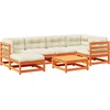 Image de vidaXL - 7-delige - Loungeset - met - kussens - massief - grenenhout - wasbruin
