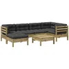 Image de vidaXL - 7-delige - Loungeset - met - kussens - geïmpregneerd - grenenhout