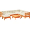 Image de vidaXL - 8-delige - Loungeset - met - kussens - massief - grenenhout - wasbruin