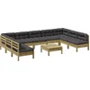 Image de vidaXL - 10-delige - Loungeset - met - kussens - geïmpregneerd - grenenhout