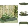 Image de vidaXL - Plantenbak - verhoogd - 100x100x33,5 - cm - staal - olijfgroen