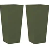 Image de vidaXL - Plantenbakken - 2 - st - 35x35x75 - cm - staal - olijfgroen
