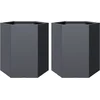 Image de vidaXL - Plantenbakken - 2 - st - zeshoek - 46x40x45 - cm - staal - antracietkleurig