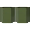 Image de vidaXL - Plantenbakken - 2 - st - zeshoek - 46x40x45 - cm - staal - olijfgroen