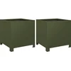 Image de vidaXL - Plantenbakken - 2 - st - 40x40x40 - cm - staal - olijfgroen
