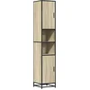 Image de vidaXL - Badkamerkast - 35x37,5x188,5 - cm - hout - en - metaal - sonoma - eikenkleur