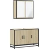 Image de vidaXL - 2-delige - Badkamermeubelset - bewerkt - hout - sonoma - eikenkleurig